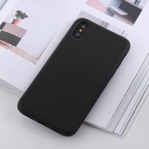 huismerk Schokbestendige effen kleur vloeibare Silicone voelen TPU Case voor iPhone XS / X (zwart)