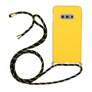 huismerk Voor Galaxy S10e Tarwe stro materiaal + TPU beschermhoes met Lanyard (Geel)