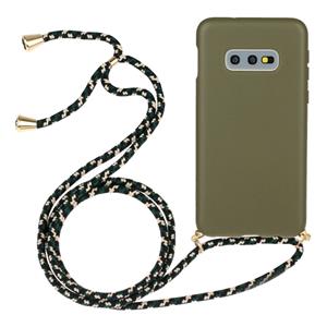 huismerk Voor Galaxy S10e Tarwe stro materiaal + TPU beschermhoes met Lanyard (Army Green)