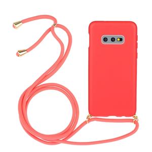 huismerk Voor Galaxy S10e Tarwe stro materiaal + TPU beschermhoes met Lanyard (Rood)