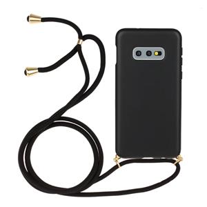 huismerk Voor Galaxy S10e Tarwe stro materiaal + TPU beschermhoes met Lanyard (Zwart)