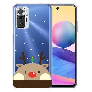 huismerk Voor Xiaomi Redmi Note 10 Pro 4G Christmas Series Transparante TPU-beschermhoes (Fat Deer)