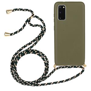 huismerk Voor Galaxy S20 Tarwe stro materiaal + TPU beschermhoes met Lanyard (Army Green)