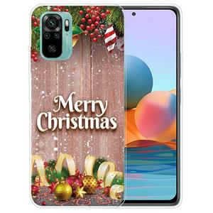 huismerk Voor Xiaomi Redmi Note 10 4G Kerstserie Transparante TPU-beschermhoes