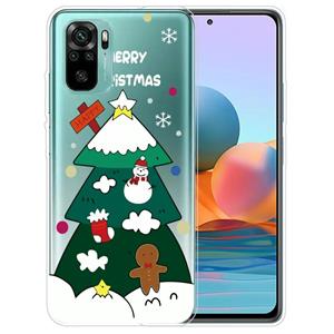 huismerk Voor Xiaomi Redmi Note 10 4G Kerstserie Transparante TPU-beschermhoes (Drie-Tier Kerstboom)