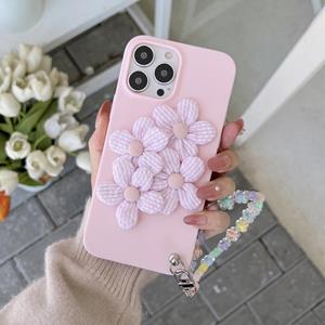 huismerk Vier Bloemen Handriem Phone Case voor iPhone 13 Mini