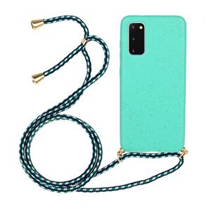 huismerk Voor Galaxy S20 Tarwe stro materiaal + TPU beschermhoes met Lanyard (Groen)