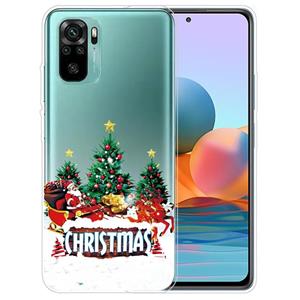 huismerk Voor Xiaomi Redmi Note 10 4G Kerstserie Transparante TPU-beschermhoes (retro oude man)