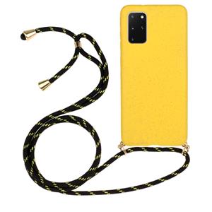 huismerk Voor Galaxy S20 Plus Tarwe stro materiaal + TPU beschermhoes met Lanyard (Geel)