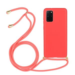 huismerk Voor Galaxy S20 Plus Tarwe stro materiaal + TPU beschermhoes met Lanyard (Rood)