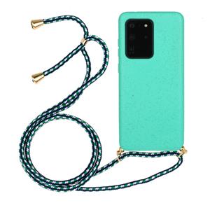 huismerk Voor Galaxy S20 Ultra Tarwe stro materiaal + TPU beschermhoes met Lanyard (Groen)