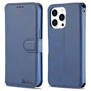 AZNS Calf Textuur Horizontale Flip Leren Case met Houder & Kaart Slots & Portemonnee & Fotolijst voor iPhone 13 Pro (Blauw)