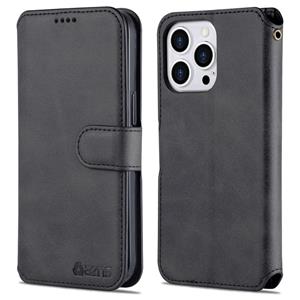 AZNS Calf Textuur Horizontale Flip Lederen Case met Houder & Kaart Slots & Portemonnee & Fotolijst voor iPhone 13 Pro (Zwart)