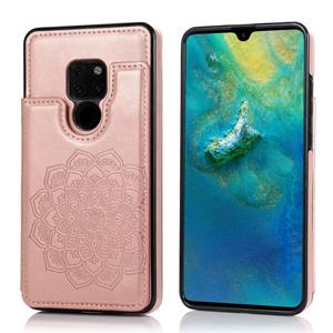 huismerk Voor Huawei Mate 20 Double Buckle Mandala Patroon PU+TPU beschermhoes met kaartslots & houder & fotoframe (Rose Gold)