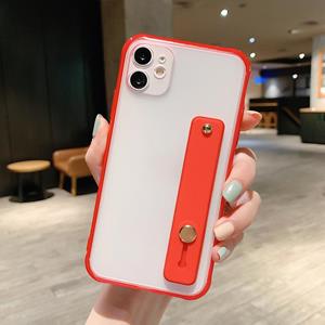 huismerk Schokbestendige acryl beschermhoes met polsbandhouder voor iPhone 12 mini(Rood)