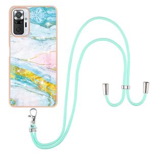 huismerk Voor Xiaomi Redmi Note 10 PRO / OPMERKING 10 PRO MAX ELEKTLOPLEREN MARBER PATROON IMD TPU Shockproof Case met Neck Lanyard (groen 004)