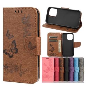 huismerk Vintage reliëf bloemen vlinderpatroon horizontale flip lederen tas met kaart slot & houder & portemonnee & lanyard voor iphone 13 mini