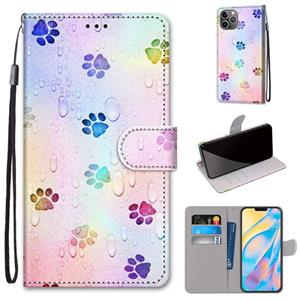 huismerk Gekleurde tekening kruistextuur horizontale flip pu lederen tas met houder & kaart slots & portemonnee & lanyard voor iphone 13 mini (voetafdruk water