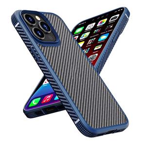 Ipaky MG Series Carbon Fiber TPU + PC Shockproof Case voor iPhone 13 Pro (Blauw)