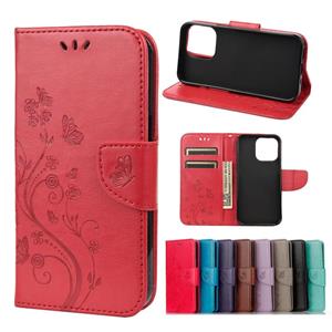 huismerk Butterfly Flower Pattern Horizontal Flip Lederen Case met Houder & Card Slots & Portemonnee voor iPhone 13 Mini