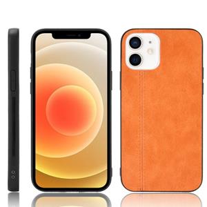 huismerk Schokbestendige naaikoeenhuid PC + PU + TPU-hoesje voor iPhone 12 mini(oranje)