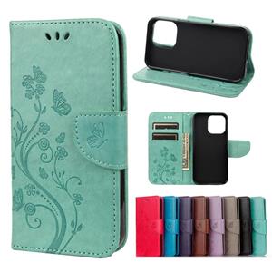 huismerk Butterfly Flower Pattern Horizontal Flip Leren Case met Houder & Card Slots & Portemonnee voor iPhone 13 Mini