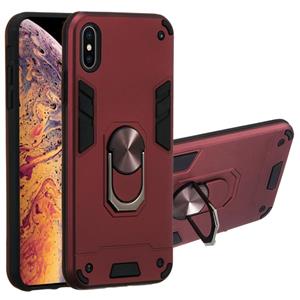 huismerk Voor iPhone XS Max 2 in 1 Armour Series PC + TPU beschermhoes met ringhouder (Wnie Red)