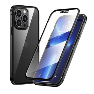 huismerk HD Magnetisch Metalen Frame Dubbelzijdig Gehard Glas Telefoon Case voor iPhone 13 Pro Max