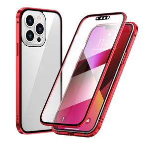 huismerk HD Magnetisch Metalen Frame Dubbelzijdig Gehard Glas Telefoon Case voor iPhone 13 Pro Max