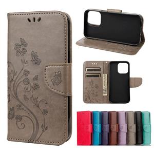 huismerk Butterfly Flower Pattern Horizontal Flip Lederen Case met Houder & Card Slots & Portemonnee voor iPhone 13 Pro