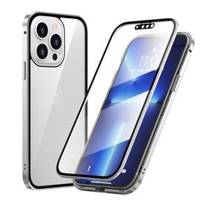 huismerk HD Magnetisch Metalen Frame Dubbelzijdig Gehard Glas Telefoon Case voor iPhone 13 Pro Max