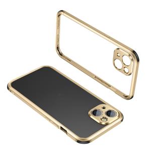 huismerk Vier hoeken schokbestendig metalen frame telefooncase voor iphone 13 mini