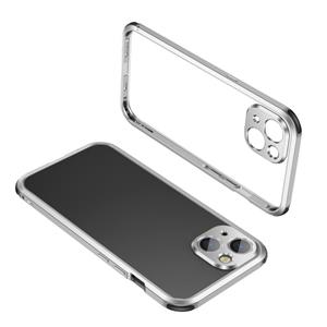 huismerk Vier hoeken schokbestendig metalen frame telefoonhoesje voor iphone 13 mini