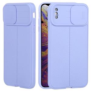 huismerk Litchi Texture Sliding Camshield TPU Beschermende telefoon Case voor iPhone XS MAX