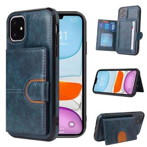 huismerk PU + TPU + PC Shockproof Back Cover Case met kaartslot & houder voor iPhone 12 mini(Blauw)