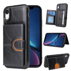 huismerk PU + TPU + PC Shockproof Back Cover Case met kaartslot & houder voor iPhone XS / X(Zwart)