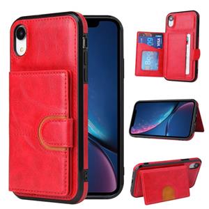 huismerk PU + TPU + PC Shockproof Back Cover Case met kaartslot & houder voor iPhone XS / X(Rood)