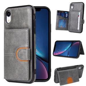 huismerk PU + TPU + PC Shockproof Back Cover Case met kaartslot & houder voor iPhone XS / X(Grijs)