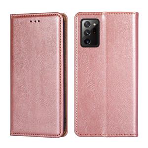 huismerk Voor Samsung Galaxy Note20 Ultra PU + TPU Gloss Oil Solid Color Magnetische Horizontale Flip Lederen Case met Houder & Kaart Slot & Portemonnee (Rose