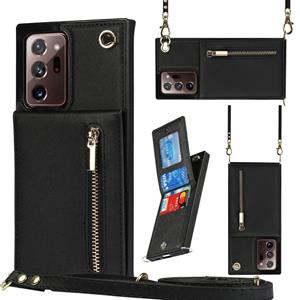 huismerk Voor Samsung Galaxy Note20 Ultra Cross-Body Zipper Square TPU + PU Back Cover Case met Houder & Card Slots & Portemonnee & Band