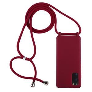 huismerk Voor Galaxy S20 Candy Color TPU beschermhoes met Lanyard(Rood)