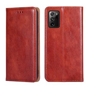 huismerk Voor Samsung Galaxy Note20 Ultra PU + TPU Gloss Oil Solid Color Magnetic Horizontal Flip Leather Case met houder & Kaartsleuf & Portemonnee (Bruin)