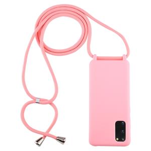 huismerk Voor Galaxy S20 Candy Color TPU beschermhoes met Lanyard (Roze)