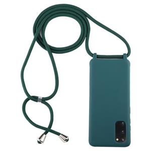 huismerk Voor Galaxy S20 Candy Color TPU beschermhoes met Lanyard (Donkergroen)