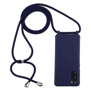 huismerk Voor Galaxy S20 Candy Color TPU beschermhoes met Lanyard (Donkerblauw)