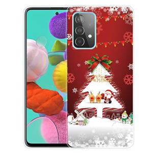 huismerk Voor Samsung Galaxy A32 5G Kerstserie Transparante TPU-beschermhoes (mini-herten en oude man)