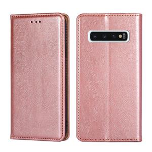 huismerk Voor Samsung Galaxy S10 PU + TPU Gloss Oil Solid Color Magnetische Horizontale Flip Lederen Case met Houder & Kaart Slot & Portemonnee (Rose Gold)