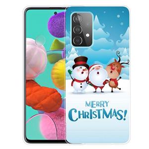 huismerk Voor Samsung Galaxy A32 5G Kerstserie Transparante TPU-beschermhoes (Singing Snowman Deer)