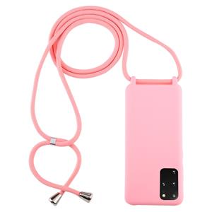 huismerk Voor Galaxy S20+ Candy Color TPU beschermhoes met Lanyard(Pink)