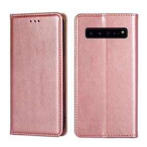 huismerk Voor Samsung Galaxy S10 5G PU + TPU Gloss Oil Solid Color Magnetische Horizontale Flip Lederen Case met Houder & Kaart Slot & Portemonnee (Rose Gold)